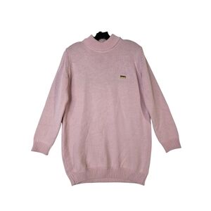 GCDS knit wool and dralon blend Crew Neck Sweater with gold minimalist tag front